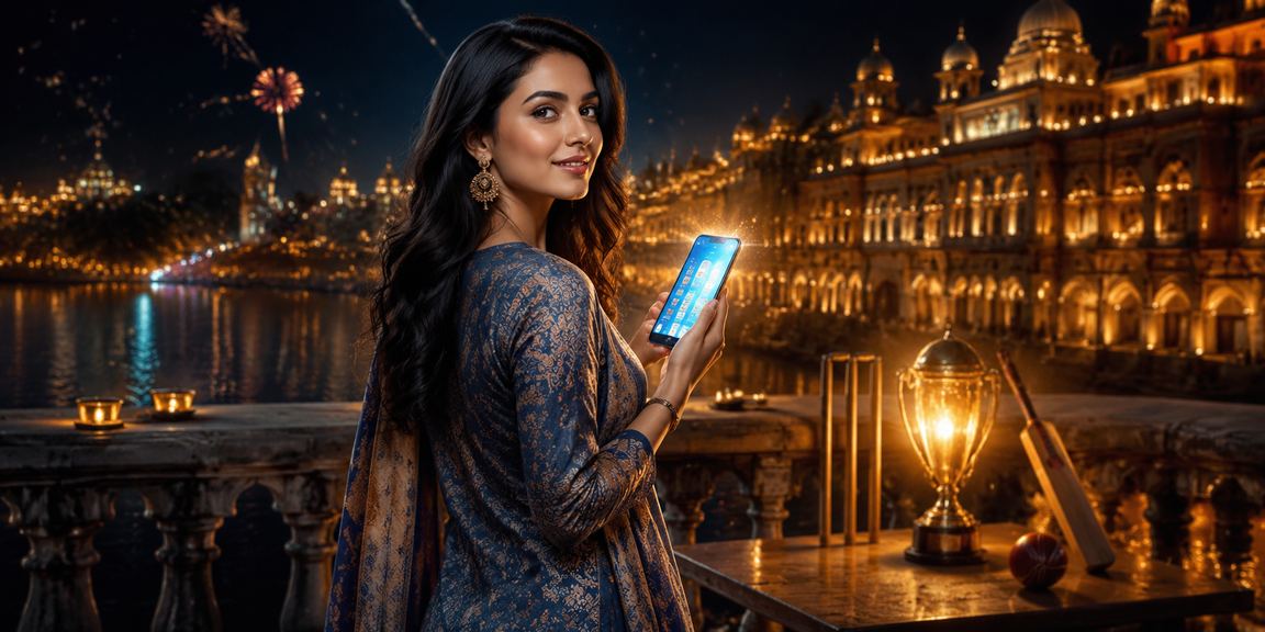 Old city scene of Lucknow with cricket betting themes